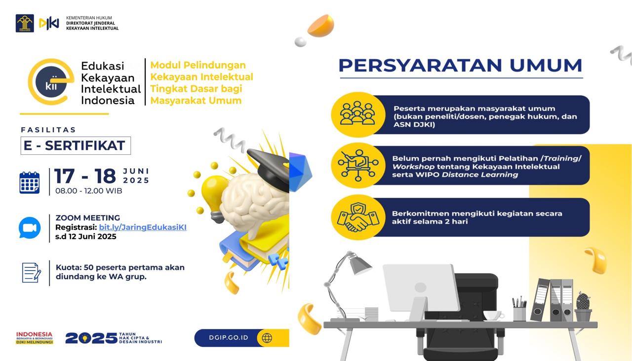 Pembelajaran dalam Jaringan Modul Pelindungan Kekayaan Intelektual Tingkat Dasar bagi Masyarakat Umum