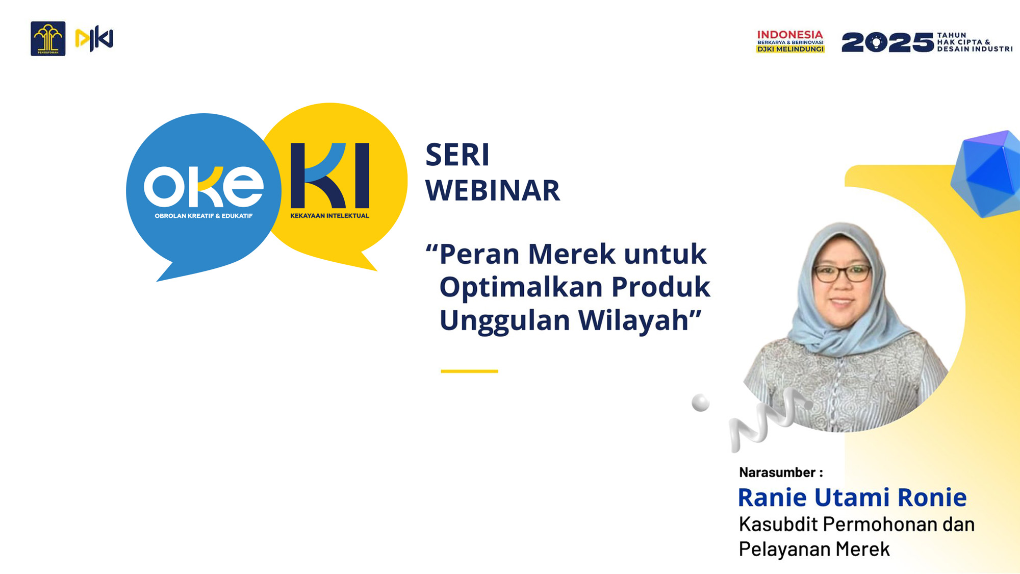 Seri Webinar OKE KI : Peran Merek untuk Optimalkan Produk Unggulan Wilayah
