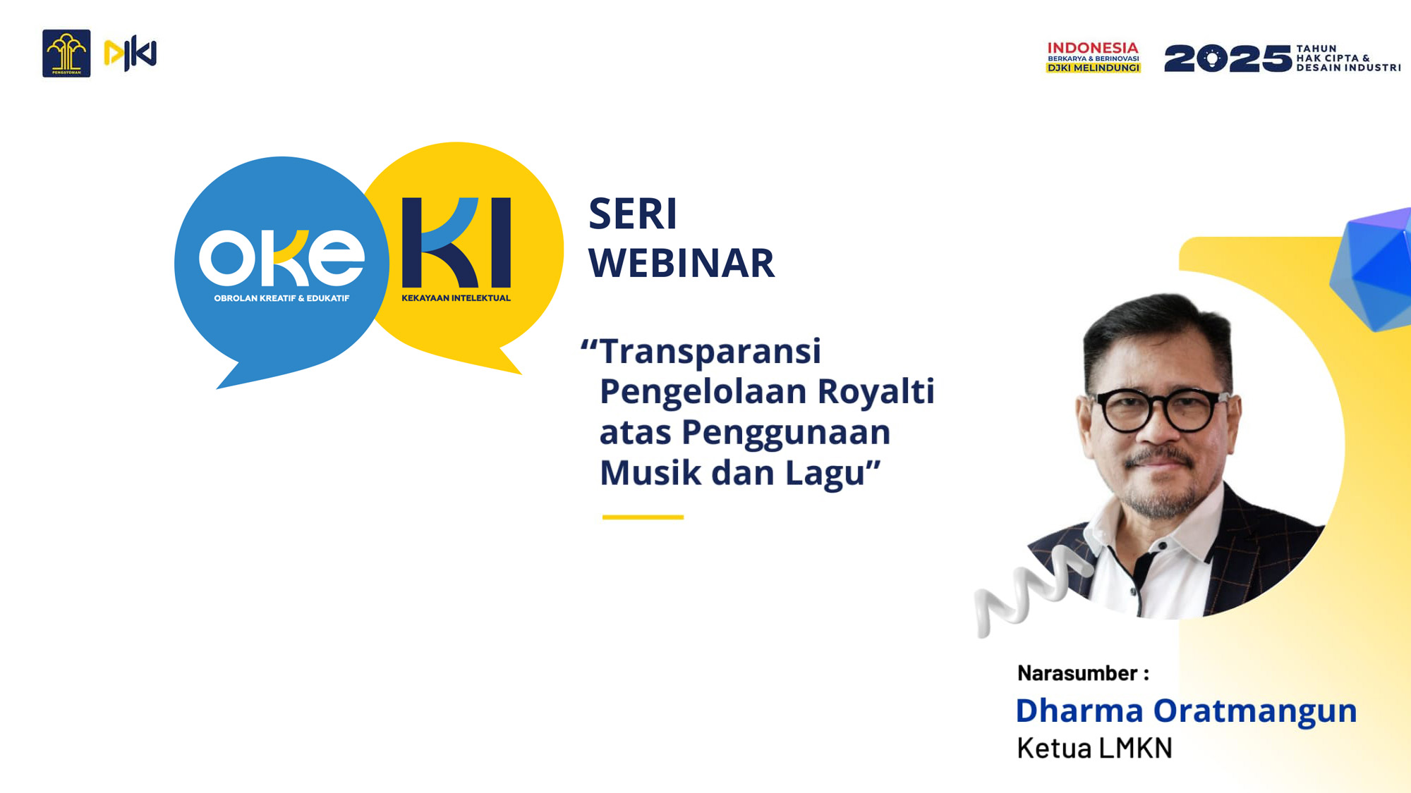 Seri Webinar OKE KI : Transparansi Pengelolaan Royalti atas Penggunaan Musik dan Lagu