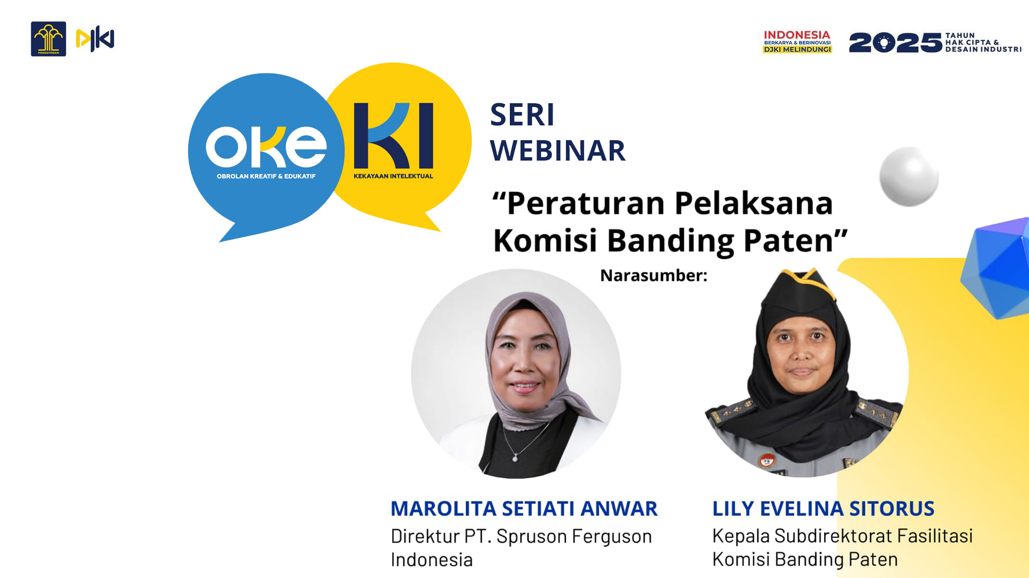 Seri Webinar OKE KI : Peraturan Pelaksana Komisi Banding Paten